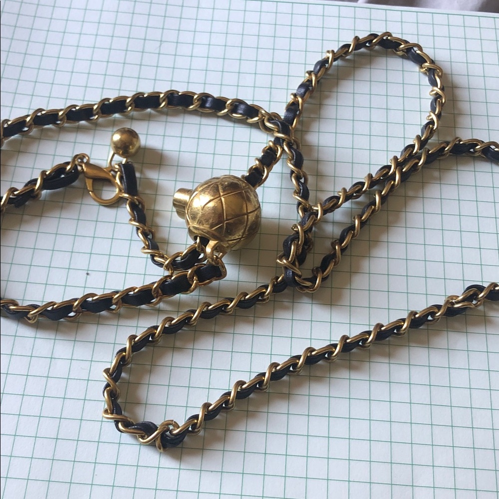 Gold and Black purse Chain with Globe Pendant -